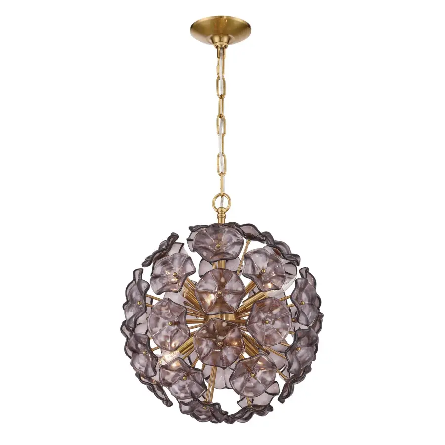 Esme 18.25" Chandelier in Aged Brass with Blue Glass - Image 8