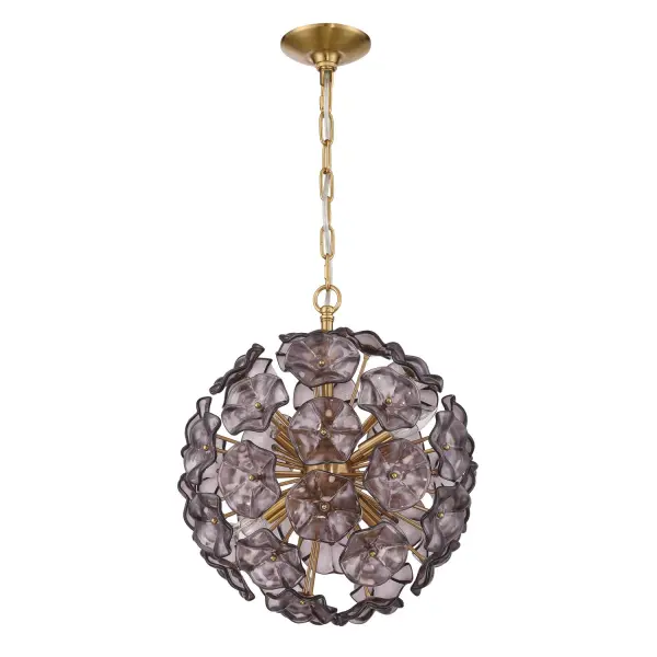 Esme 18.25" Chandelier in Aged Brass with Blue Glass - Image 9