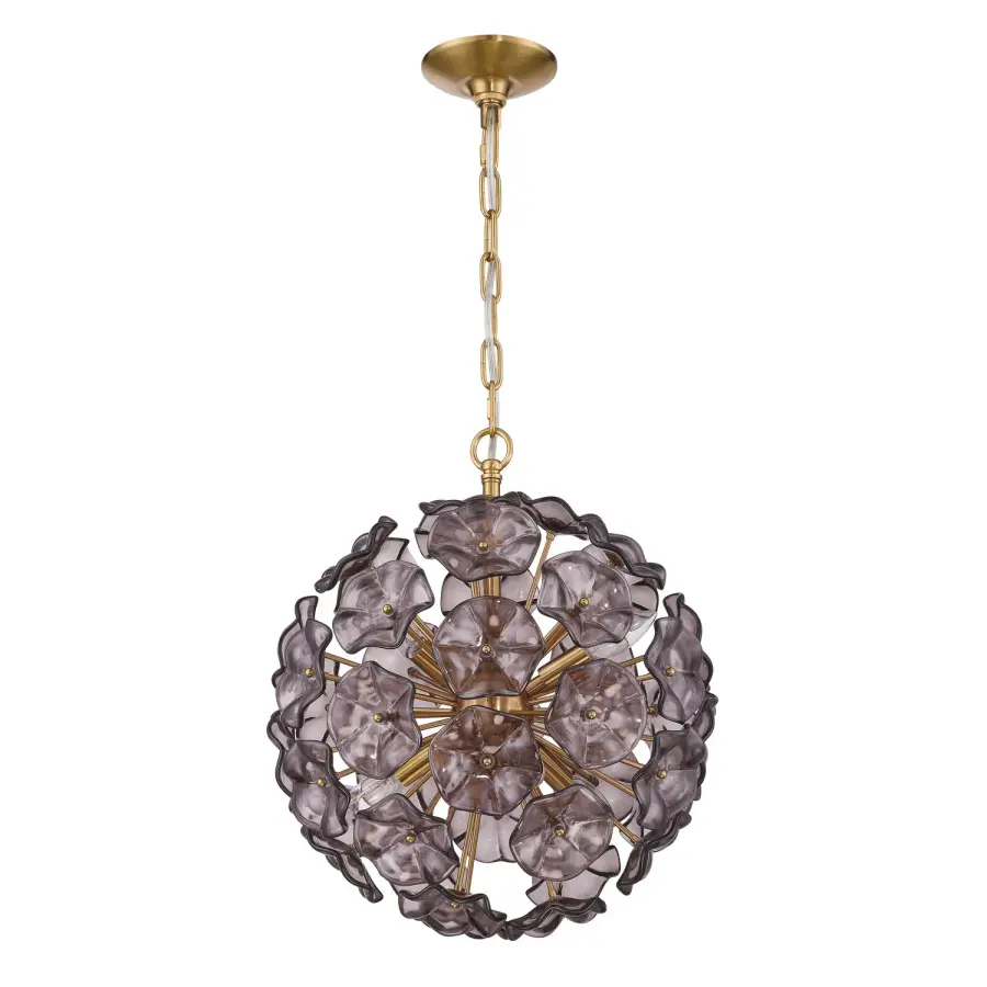 Esme 18.25" Chandelier in Aged Brass with Blue Glass - Image 9
