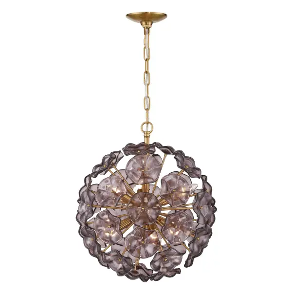 Esme 18.25" Chandelier in Aged Brass with Blue Glass - Image 10