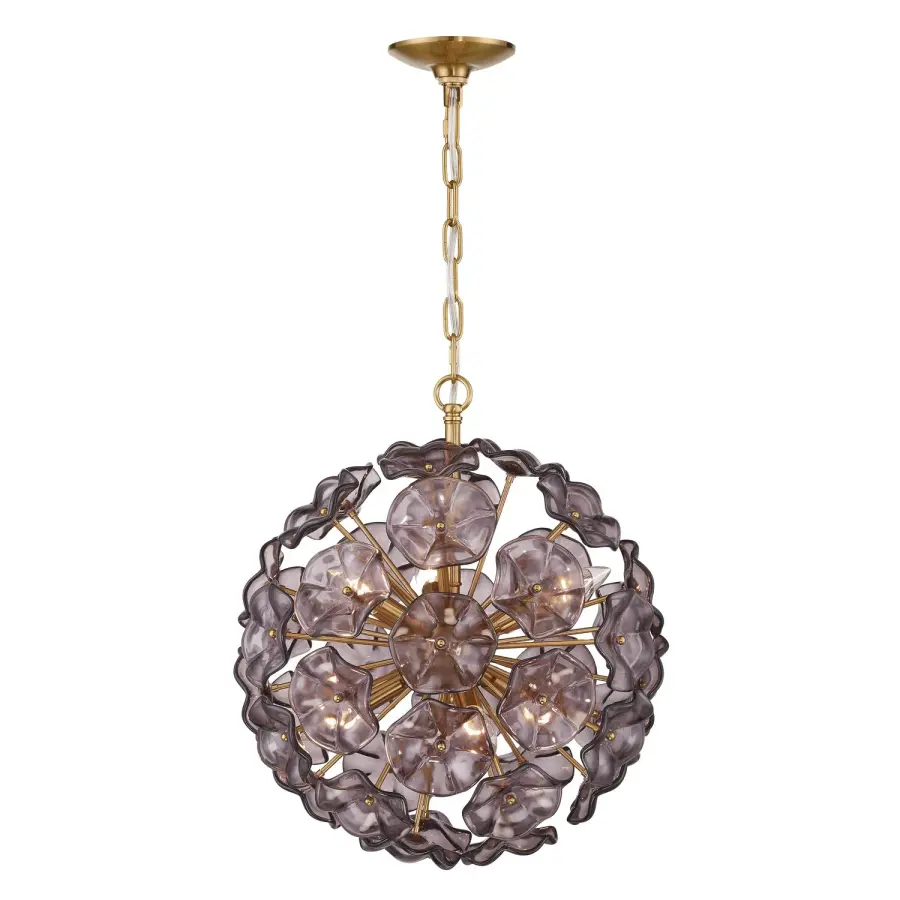 Esme 18.25" Chandelier in Aged Brass with Blue Glass - Image 10