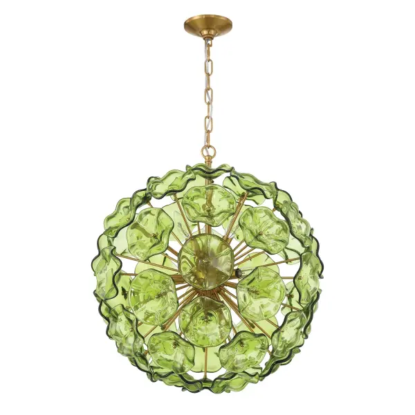 Esme 22.5" Chandelier in Aged Brass with Blue Glass - Image 2