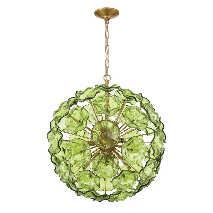 Esme 22.5" Chandelier in Aged Brass with Blue Glass - Image 2