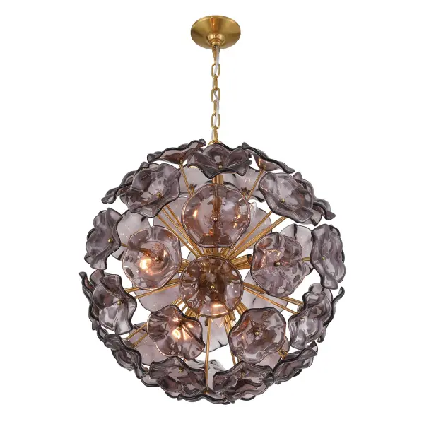 Esme 22.5" Chandelier in Aged Brass with Blue Glass - Image 11