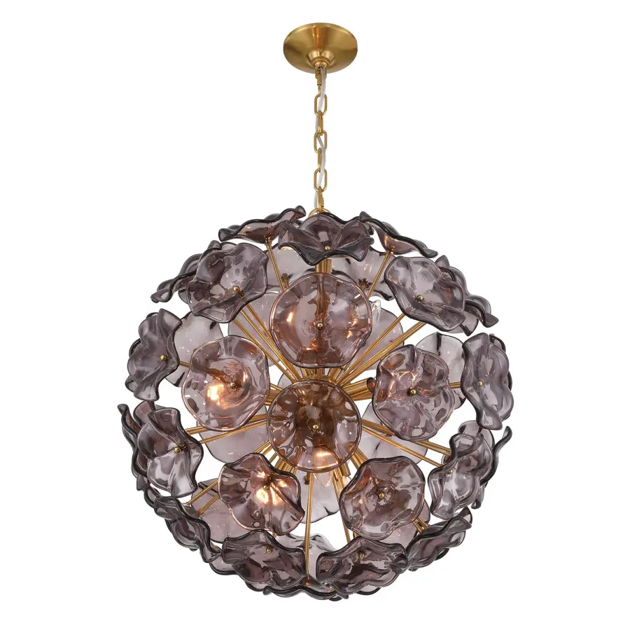 Esme 22.5" Chandelier in Aged Brass with Blue Glass - Image 11