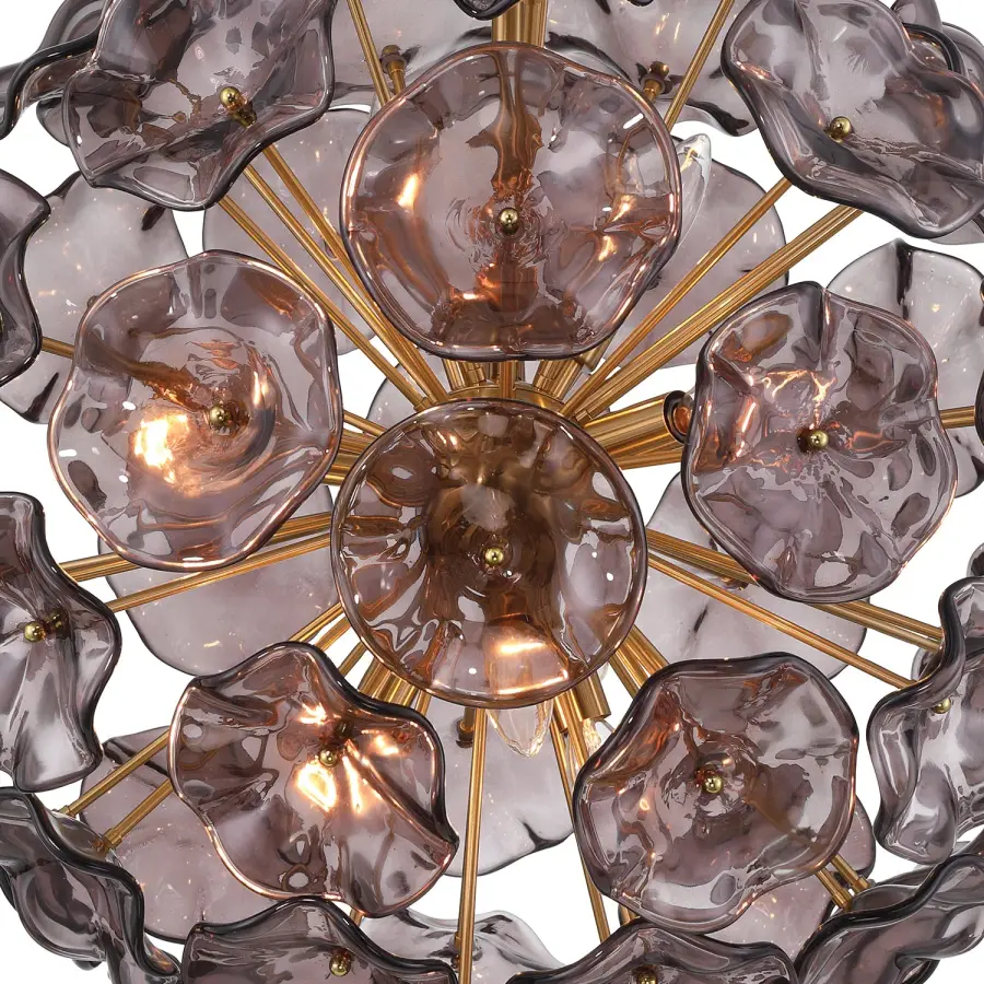 Esme 22.5" Chandelier in Aged Brass with Blue Glass - Image 12