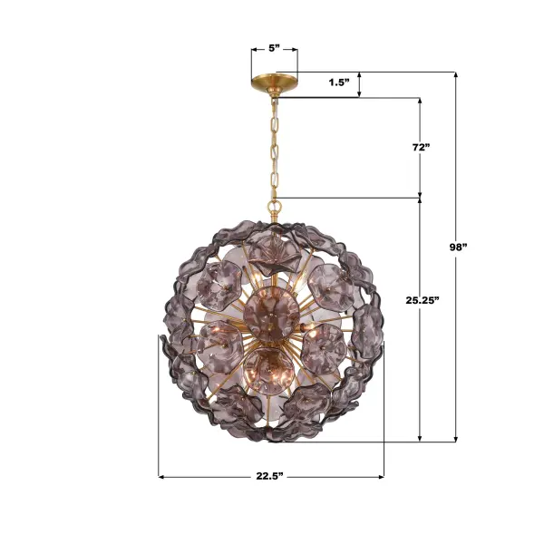 Esme 22.5" Chandelier in Aged Brass with Blue Glass - Image 15