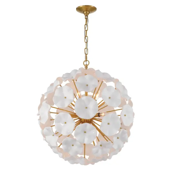 Esme 22.5" Chandelier in Aged Brass with Blue Glass - Image 16