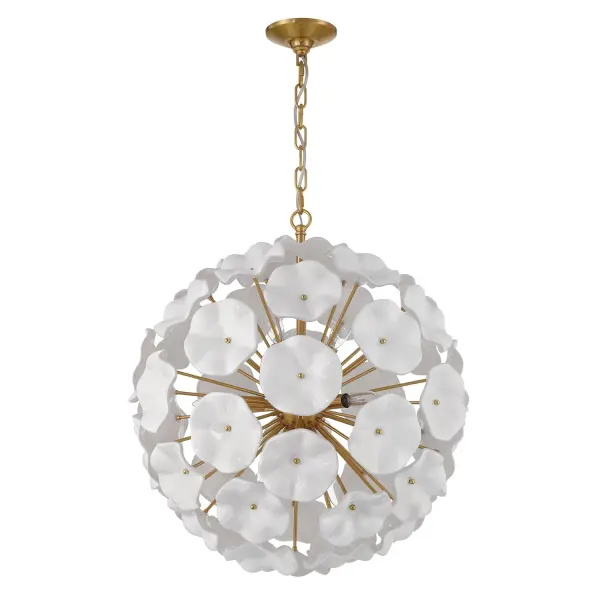 Esme 22.5" Chandelier in Aged Brass with Blue Glass - Image 17
