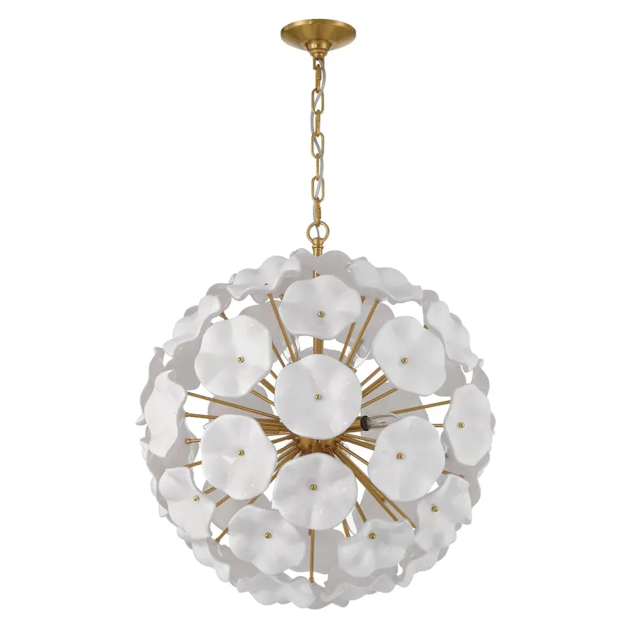 Esme 22.5" Chandelier in Aged Brass with Blue Glass - Image 17