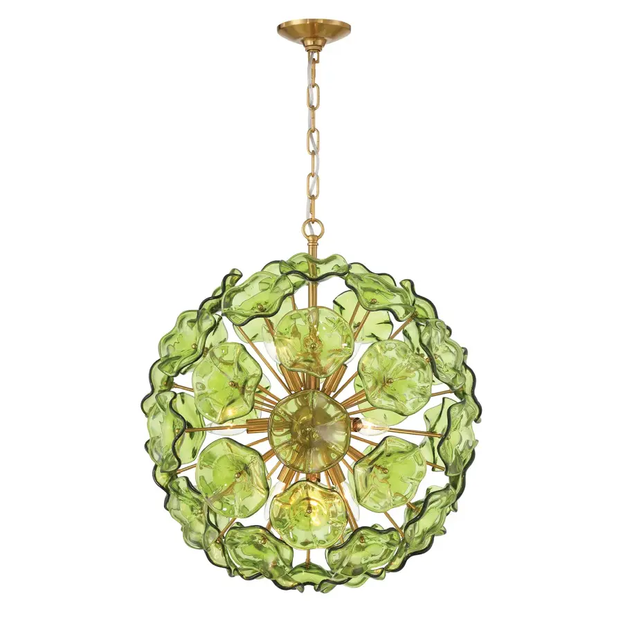 Esme 22.5" Chandelier in Aged Brass with Blue Glass - Image 3