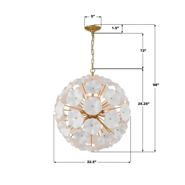 Esme 22.5" Chandelier in Aged Brass with Blue Glass - Image 23