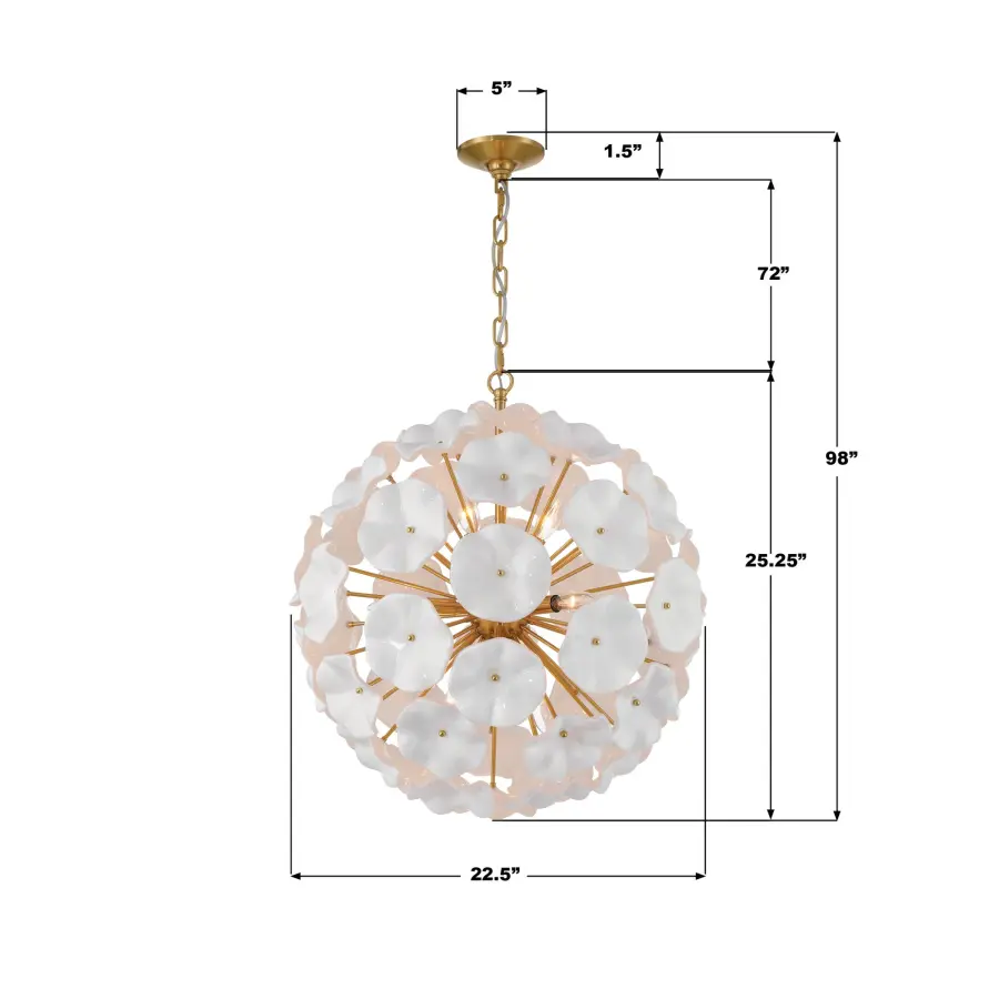 Esme 22.5" Chandelier in Aged Brass with Blue Glass - Image 23