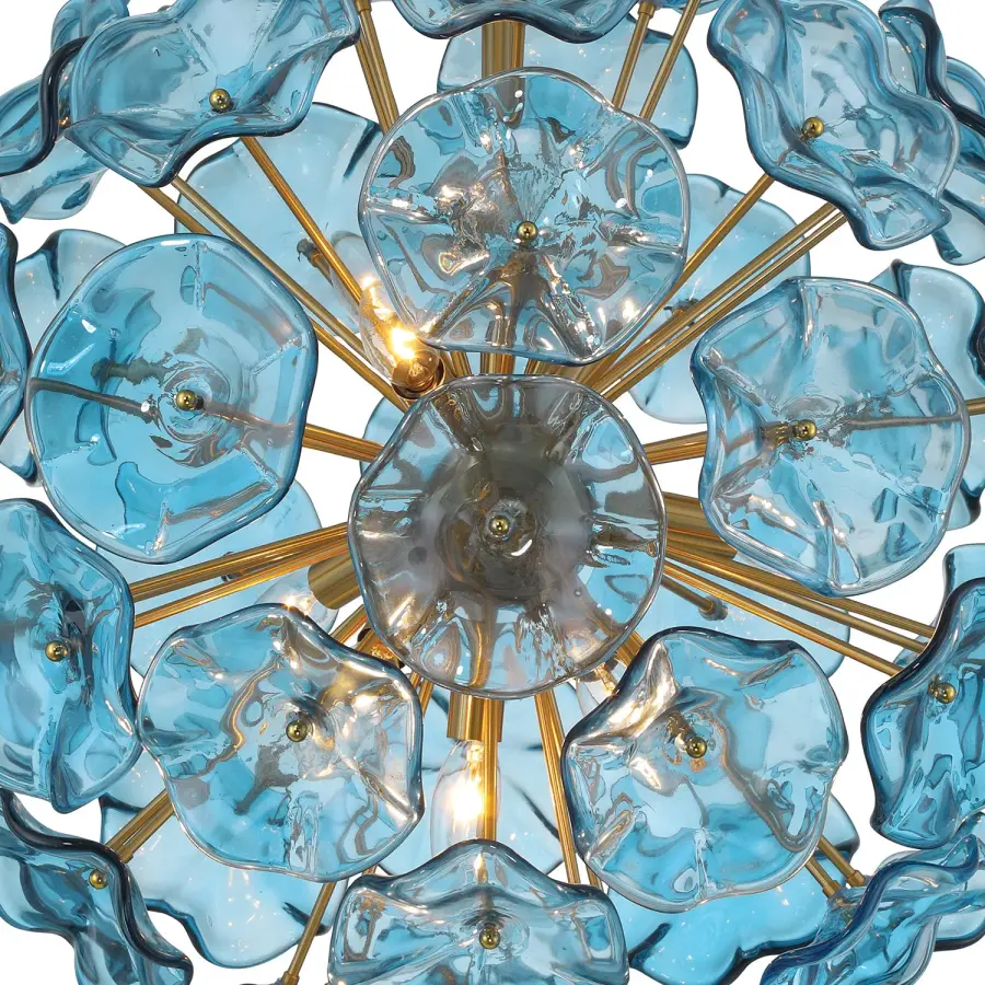 Esme 22.5" Chandelier in Aged Brass with Blue Glass - Image 28