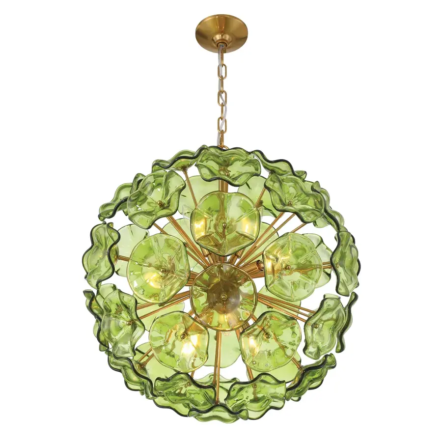 Esme 22.5" Chandelier in Aged Brass with Blue Glass - Image 4