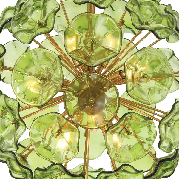 Esme 22.5" Chandelier in Aged Brass with Blue Glass - Image 5