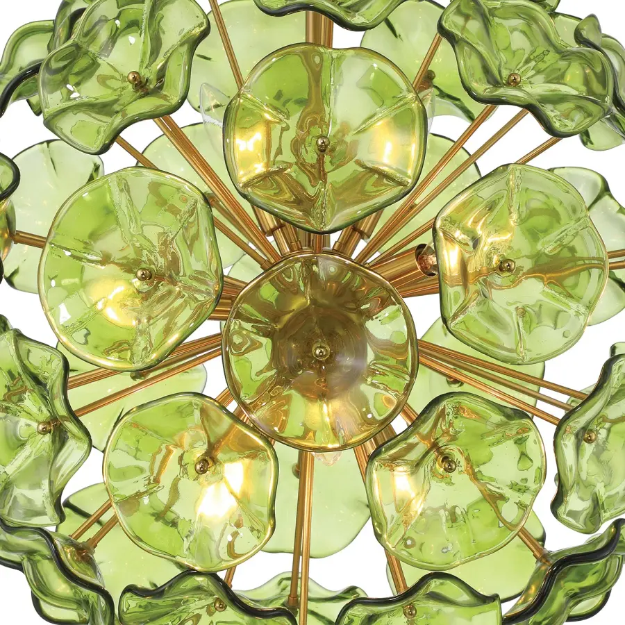 Esme 22.5" Chandelier in Aged Brass with Blue Glass - Image 5