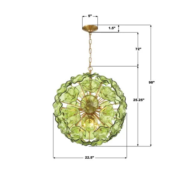 Esme 22.5" Chandelier in Aged Brass with Blue Glass - Image 7