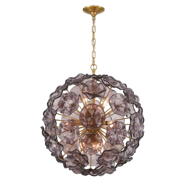 Esme 22.5" Chandelier in Aged Brass with Blue Glass - Image 8