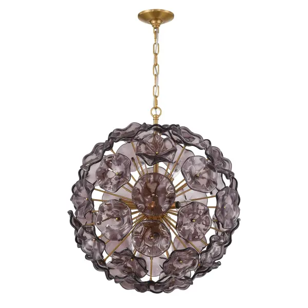 Esme 22.5" Chandelier in Aged Brass with Blue Glass - Image 9
