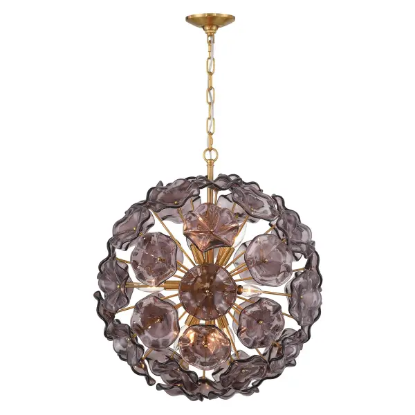 Esme 22.5" Chandelier in Aged Brass with Blue Glass - Image 10