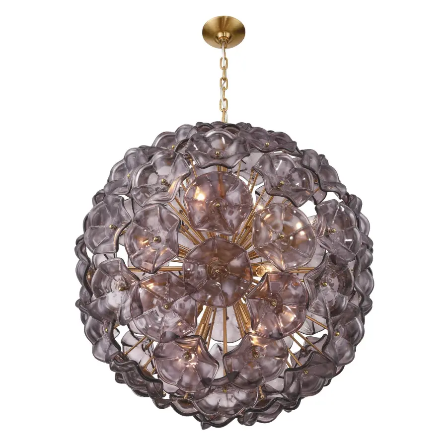 Esme 28" Chandelier in Aged Brass with Blue Glass - Image 11