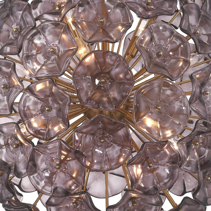Esme 28" Chandelier in Aged Brass with Blue Glass - Image 12