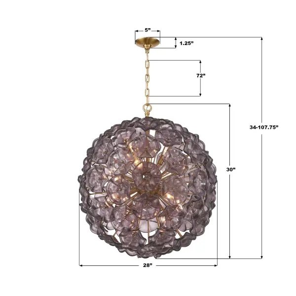 Esme 28" Chandelier in Aged Brass with Blue Glass - Image 14