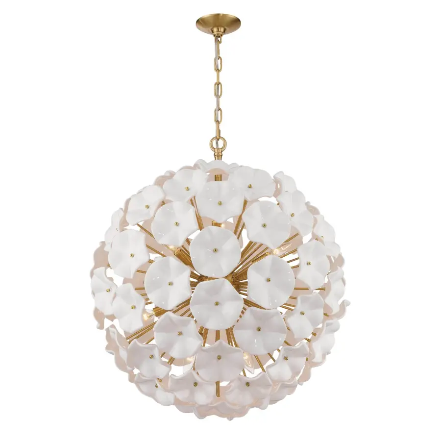 Esme 28" Chandelier in Aged Brass with Blue Glass - Image 15