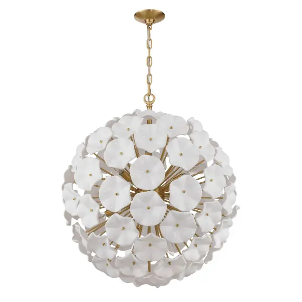 Esme 28" Chandelier in Aged Brass with Blue Glass - Image 16