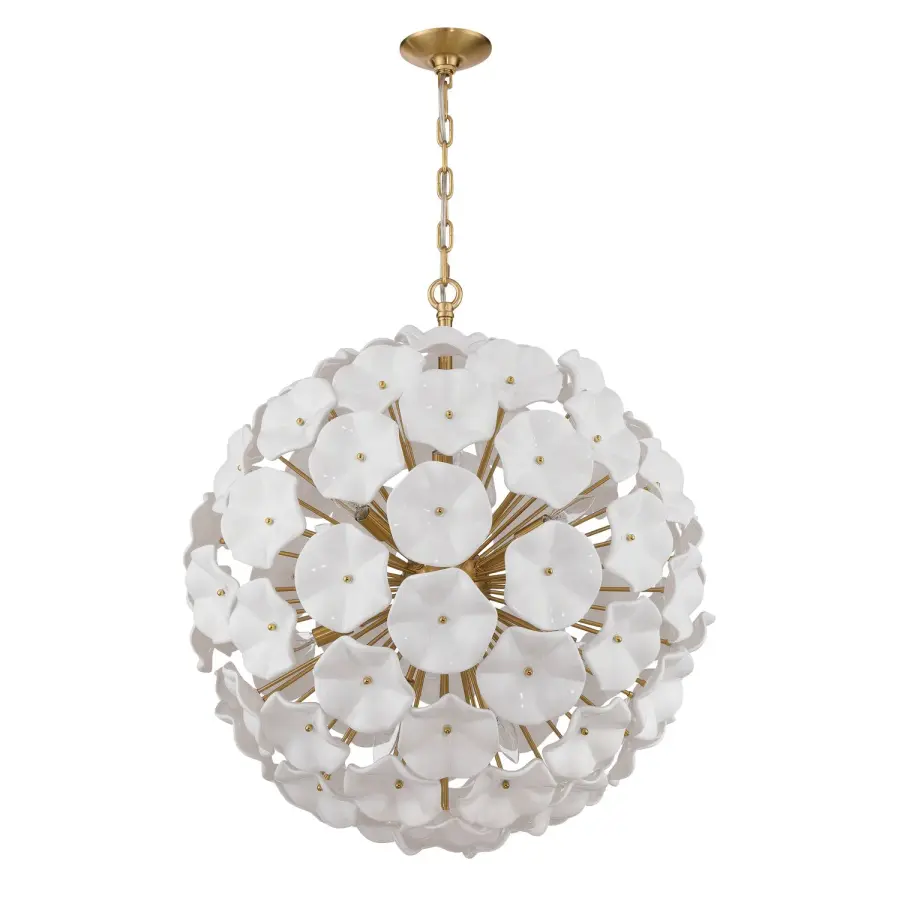 Esme 28" Chandelier in Aged Brass with Blue Glass - Image 16