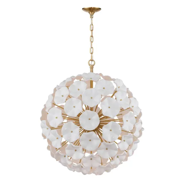 Esme 28" Chandelier in Aged Brass with Blue Glass - Image 17