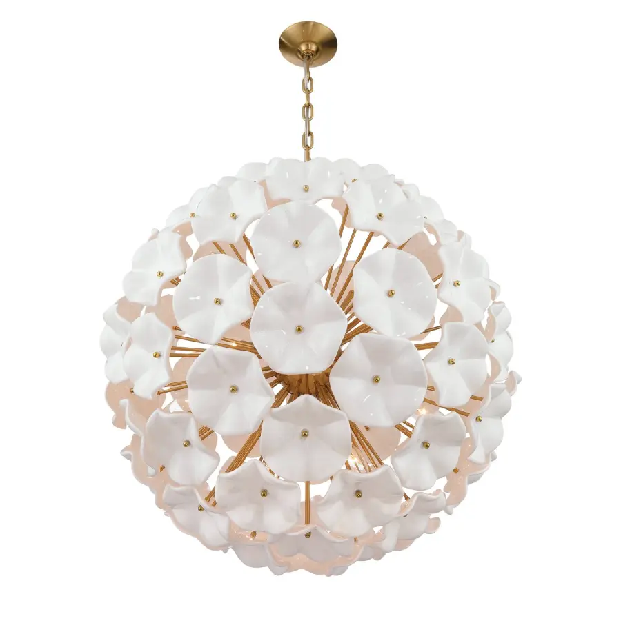 Esme 28" Chandelier in Aged Brass with Blue Glass - Image 18
