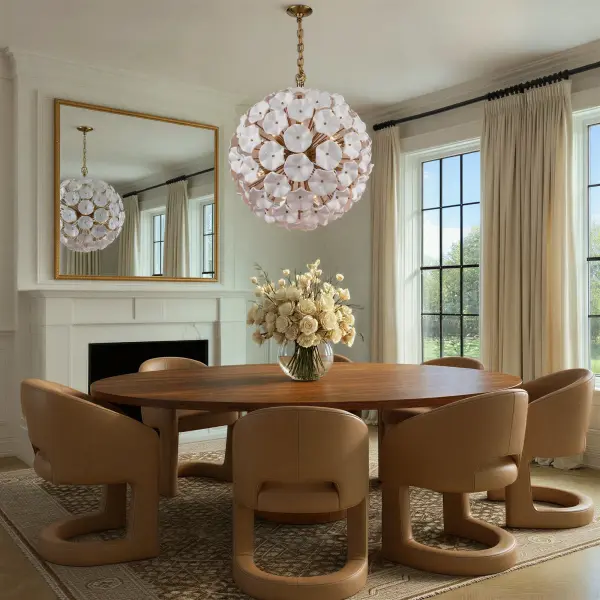 Esme 28" Chandelier in Aged Brass with Blue Glass - Image 20