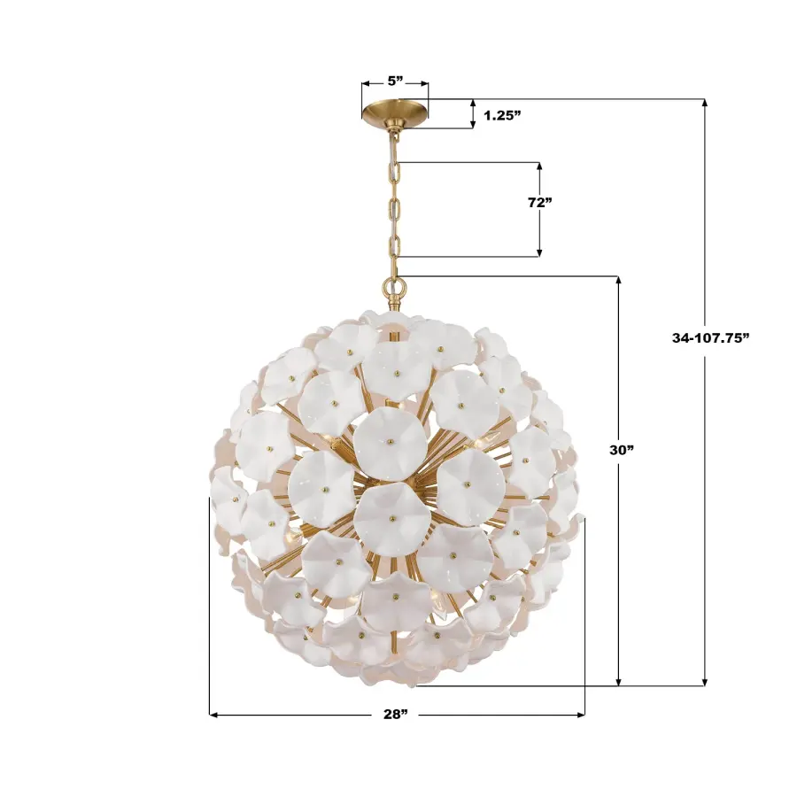 Esme 28" Chandelier in Aged Brass with Blue Glass - Image 21