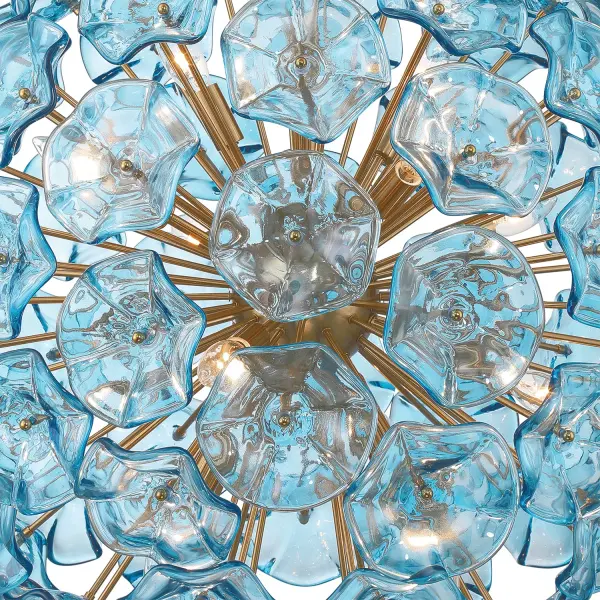 Esme 28" Chandelier in Aged Brass with Blue Glass - Image 26