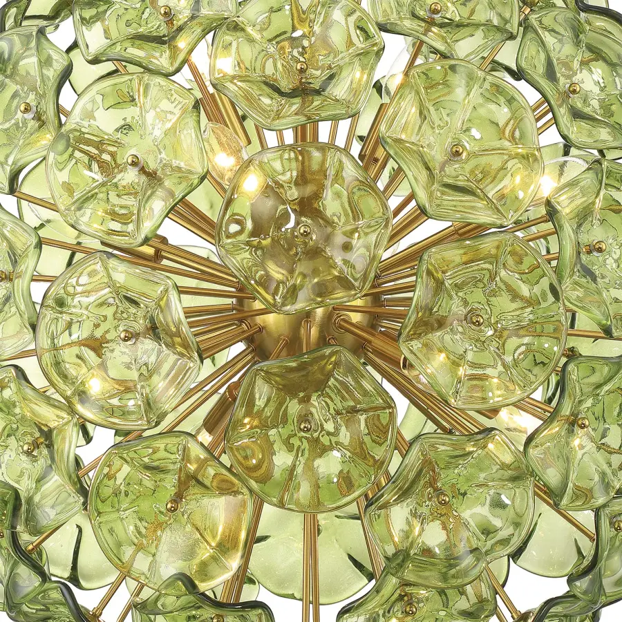 Esme 28" Chandelier in Aged Brass with Blue Glass - Image 5