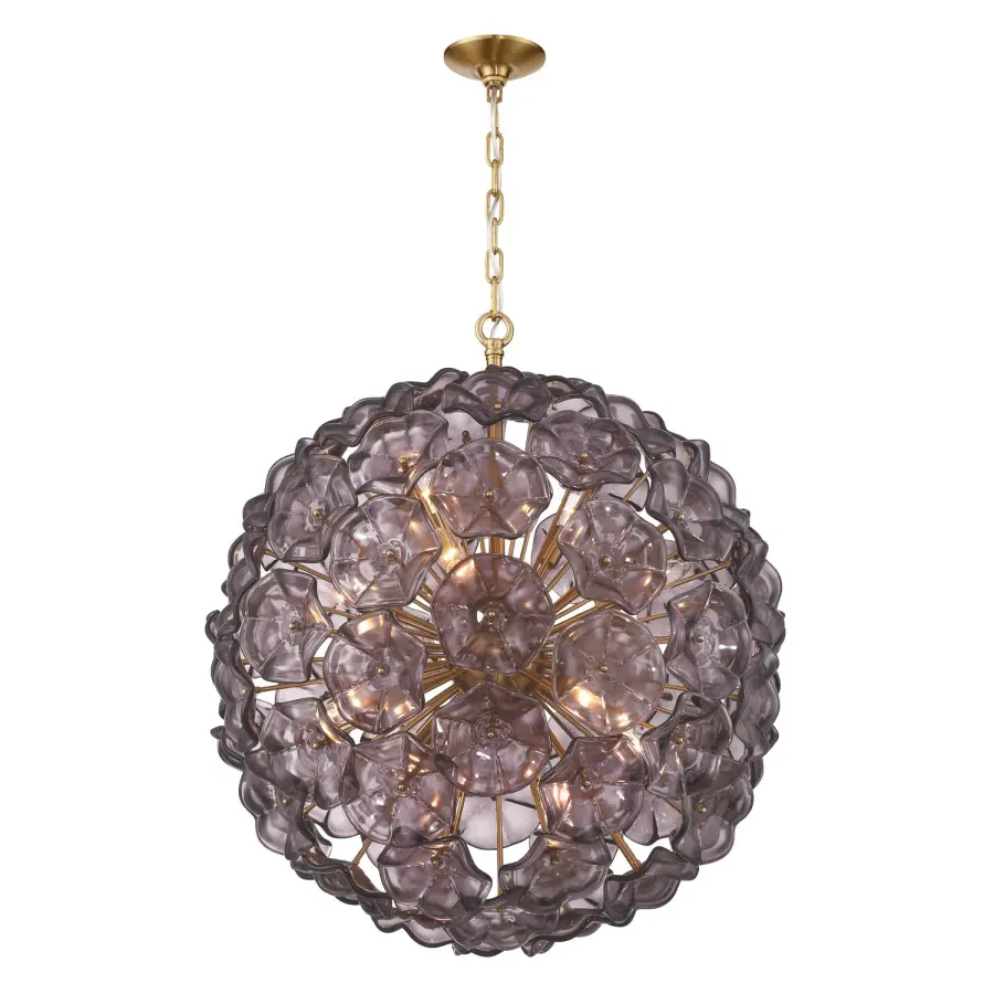 Esme 28" Chandelier in Aged Brass with Blue Glass - Image 8