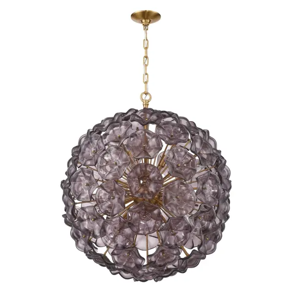 Esme 28" Chandelier in Aged Brass with Blue Glass - Image 9
