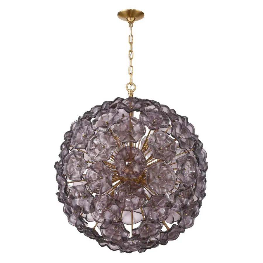 Esme 28" Chandelier in Aged Brass with Blue Glass - Image 9