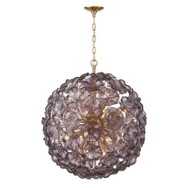Esme 28" Chandelier in Aged Brass with Blue Glass - Image 10