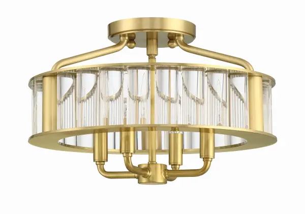 The Libby Langdon Farris brings contemporary elegance to classic crystal design with thick glass rods and brushed Aged Brass finish. Its 16.5" diameter offers substantial presence while the open frame keeps it airy and refined. - alternate view