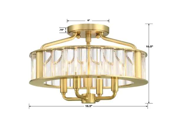 Farris 16.5" Semi Flush Mount in Aged Brass - Image 7