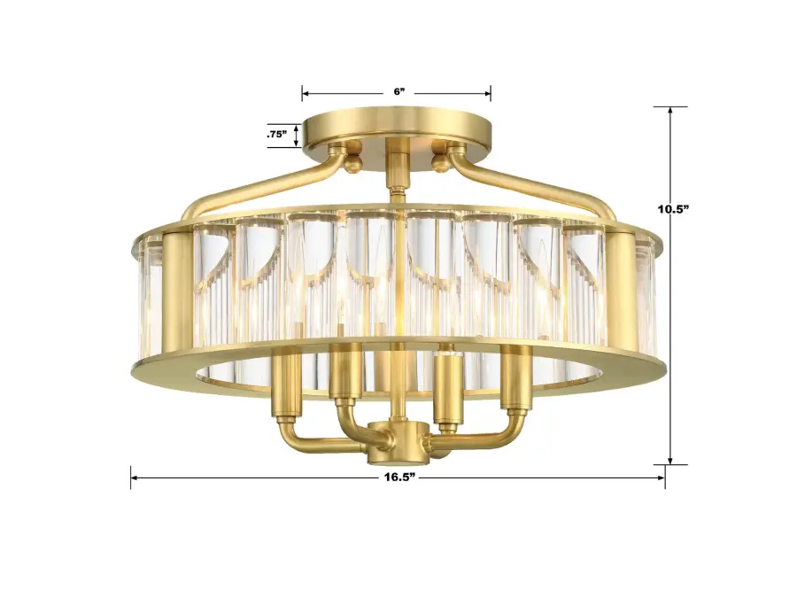 Farris 16.5" Semi Flush Mount in Aged Brass - Image 7