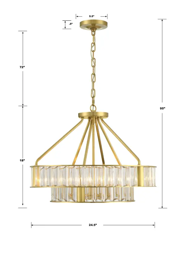 Farris 24.5" Chandelier in Aged Brass - Image 8