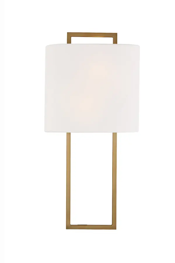 The Fremont sconce combines streamlined design with warm farmhouse charm. Its white fabric half drum shade creates a soft, diffused glow perfect for intimate spaces. ADA-compliant and damp-rated for versatile placement. - alternate view