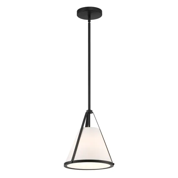 The Fulton mini pendant combines classic farmhouse charm with versatile transitional style. Its double white fabric shade with metal ring detail and glass diffuser creates soft, diffused lighting perfect for intimate spaces.