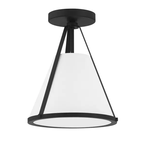The Fulton combines classic farmhouse charm with contemporary versatility. Its double white fabric shade with metal trim and glass diffuser creates soft, diffused lighting perfect for intimate spaces. - alternate view