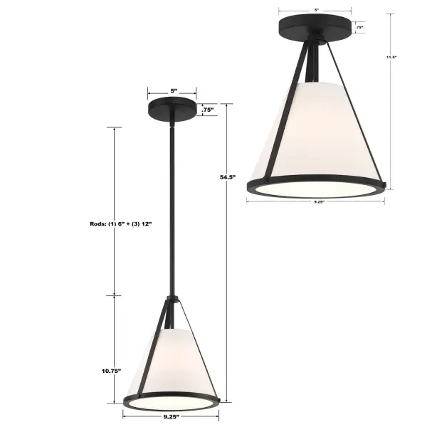 Fulton 9.25" Semi Flush Mount in Black - Image 8