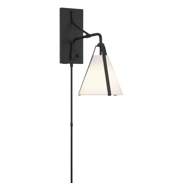 The Fulton task sconce combines functionality with style, featuring an adjustable arm that moves left and right for directed lighting. Its tapered metal shade and contrasting materials create an elegant look perfect for reading or task lighting.